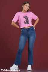 Mid Waist Dark Washed Flare Jeans