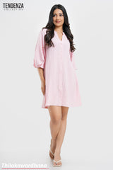 Aura Teal Balloon Sleeve Shirt Dress
