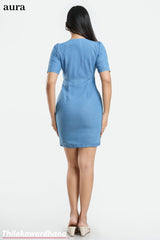 Aura Denim Chambray Pocket Detailed Dress