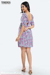 Tendenza Square Neck Mutton Sleeve Mini Dress