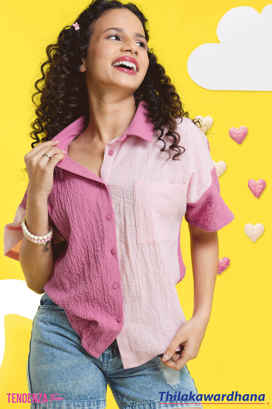 Tendenza Teen Two Tone Oversized Shirt