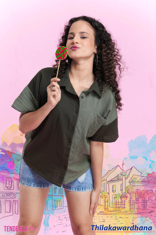 Tendenza Teen Two Tone Oversized Shirt