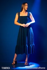 Tendenza Smocked Lace Detailed Elegant Midi Dress