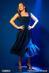 Tendenza Smocked Lace Detailed Elegant Midi Dress