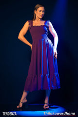 Tendenza Smocked Lace Detailed Elegant Midi Dress