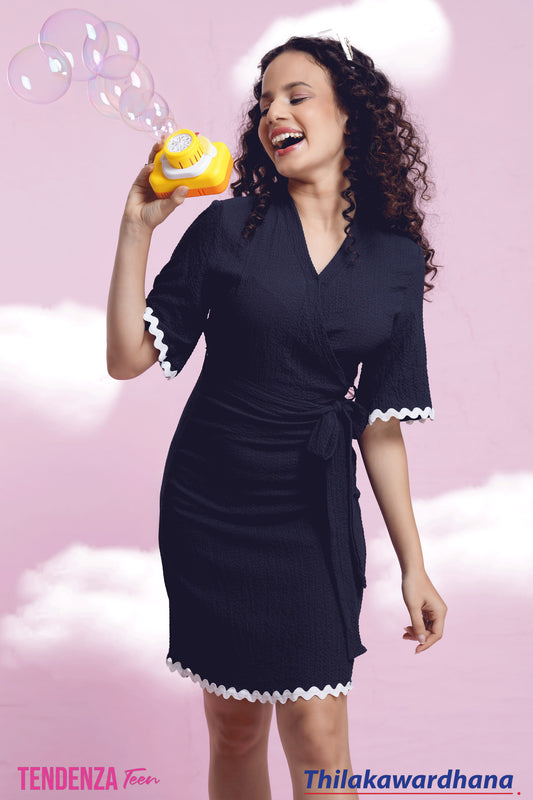 Tendenza Teen Lace Detail Kimono Mini Dress