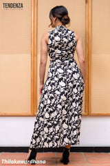 Tendenza Sleeveless High Neck Linen Maxi Dress