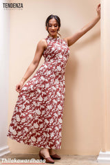 Tendenza Sleeveless High Neck Linen Maxi Dress