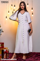 Tendenza Contrast Binding Flared Maxi Dress