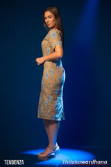 Tendenza V Neck Petal Sleeve Midi Dress