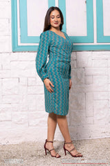 Tendenza Front Ovelapped Gold Buckle Detailed Dress