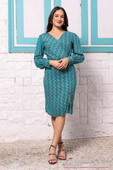 Tendenza Front Ovelapped Gold Buckle Detailed Dress