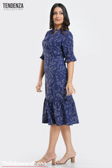 Tendenza Tie Front Ruffled Midi Dress