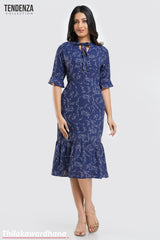 Tendenza Tie Front Ruffled Midi Dress