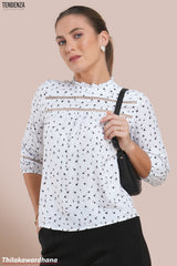 Tendenza Lace Insert Printed Top