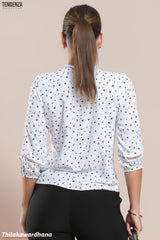Tendenza Lace Insert Printed Top