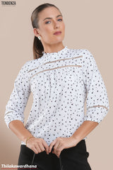 Tendenza Lace Insert Printed Top