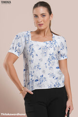 Tendenza Floral Printed Puff Sleeve Top