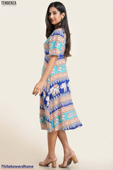 Tendenza Puff Sleeve Midi Dress