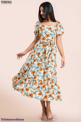 Tendenza Square Neckline Maxi Dress