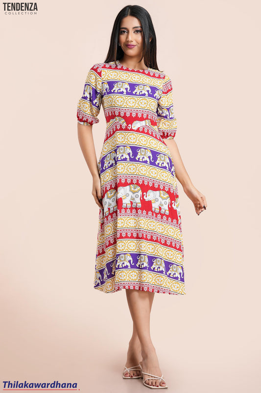 Tendenza Puff Sleeve Midi Dress