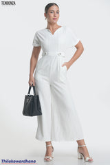 Tendenza Short Sleeve Wide Leg Jumpsuit