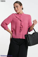 Tendenza Cascade Ruffle Choker Blouse