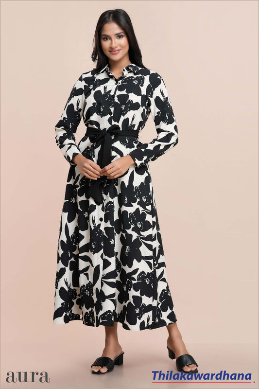 Tendenza Waist Belted Elegant Maxi Dress