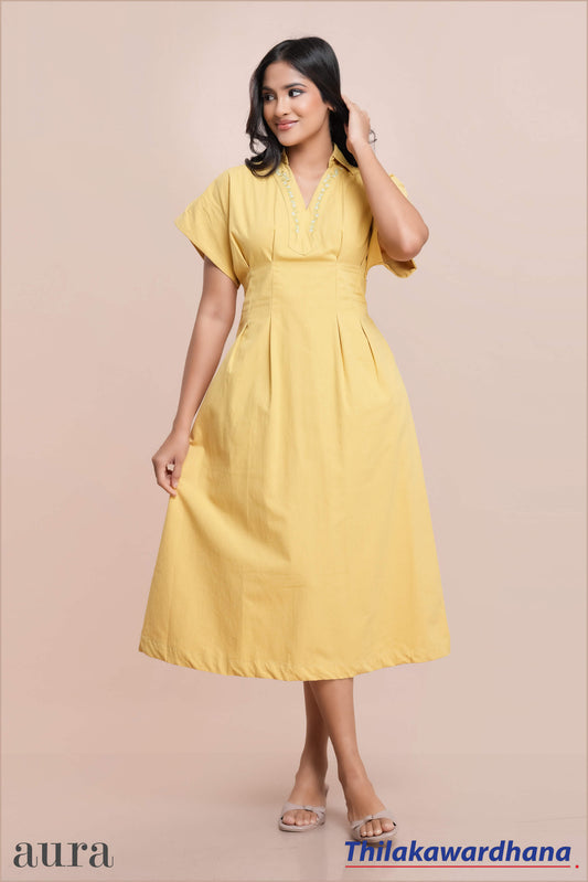 Aura Floral Embroidered Linen Dress