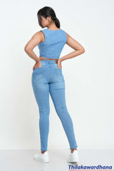 Mid Waist Light Washed Jean