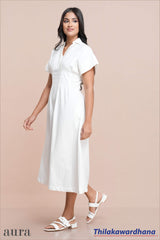 Aura Floral Embroidered Linen Dress