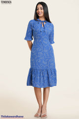 Tendenza Tie Front Ruffled Midi Dress