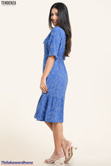 Tendenza Tie Front Ruffled Midi Dress