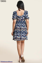 Tendenza Boho Elephant Print Puff Sleeve Dress