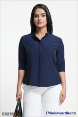 Tendenza 3/4 Sleeve Conceal Placket Top