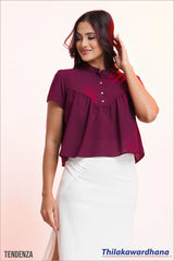 Tendenza Button Detailed Sheer Top
