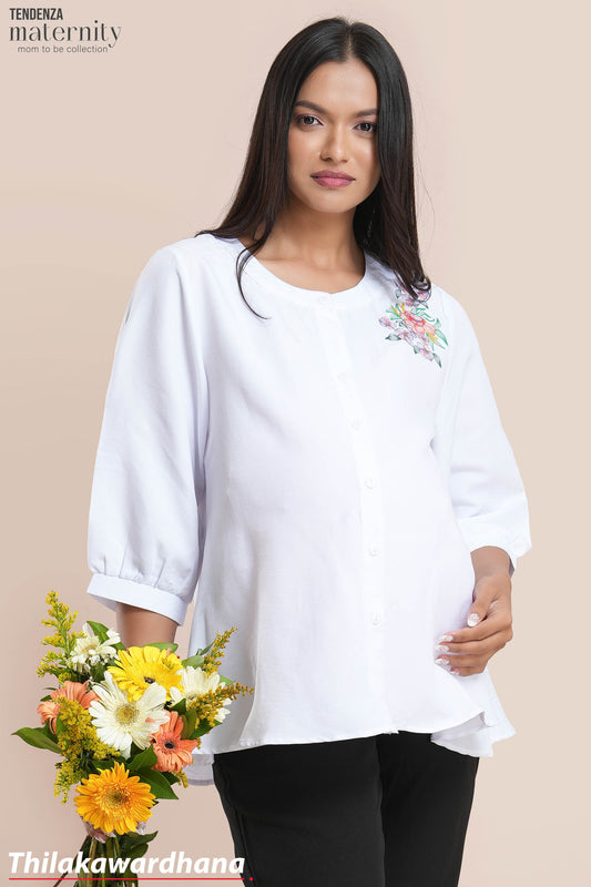 Tendenza Buttoned Up Embroidered Maternity Shirt
