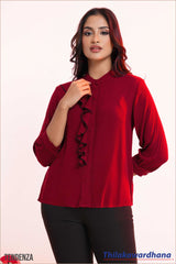 Tendenza Cascade Ruffle Choker Blouse