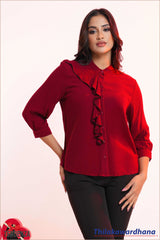 Tendenza Cascade Ruffle Choker Blouse