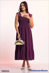 Tendenza Smocked Lace Detailed Elegant Midi Dress