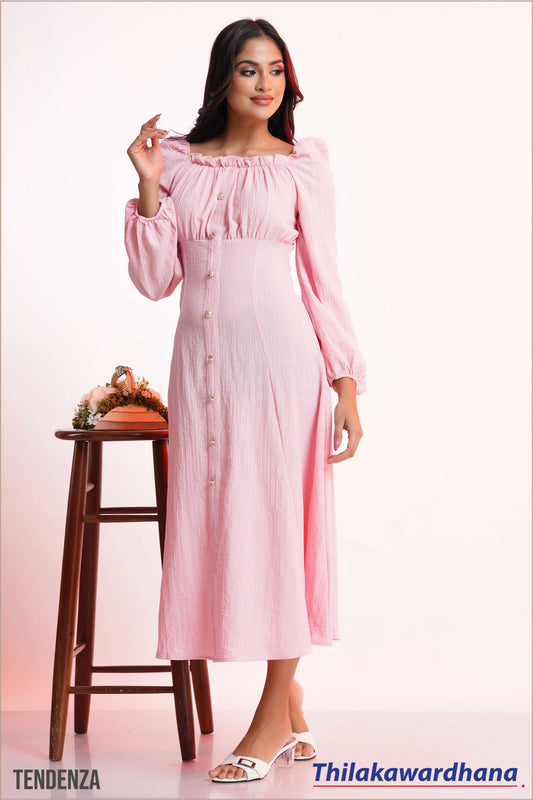 Tendenza Square Neck Elegant Maxi Dress