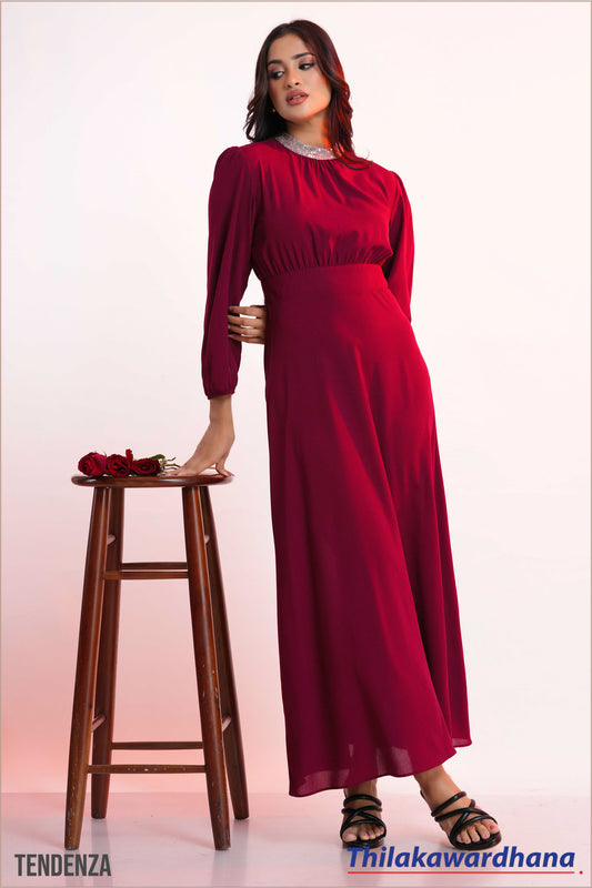 Tendenza Bishop Sleeve Maxi Dress