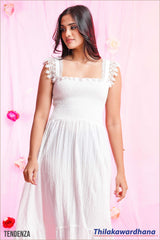 Tendenza Smocked Lace Detailed Elegant Midi Dress