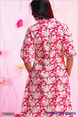 Tendenza Puff Sleeve A Line Maxi Dress