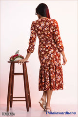 Tendenza Ruffle Hem A Line Dress