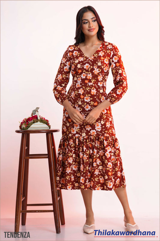 Tendenza Ruffle Hem A Line Dress