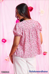 Tendenza Puff Sleeve Floral Printed Top