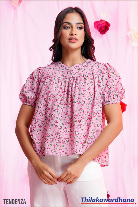 Tendenza Puff Sleeve Floral Printed Top