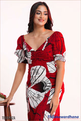 Tendenza Puff Sleeve Front Ruched Maxi Dress