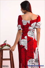 Tendenza Puff Sleeve Front Ruched Maxi Dress